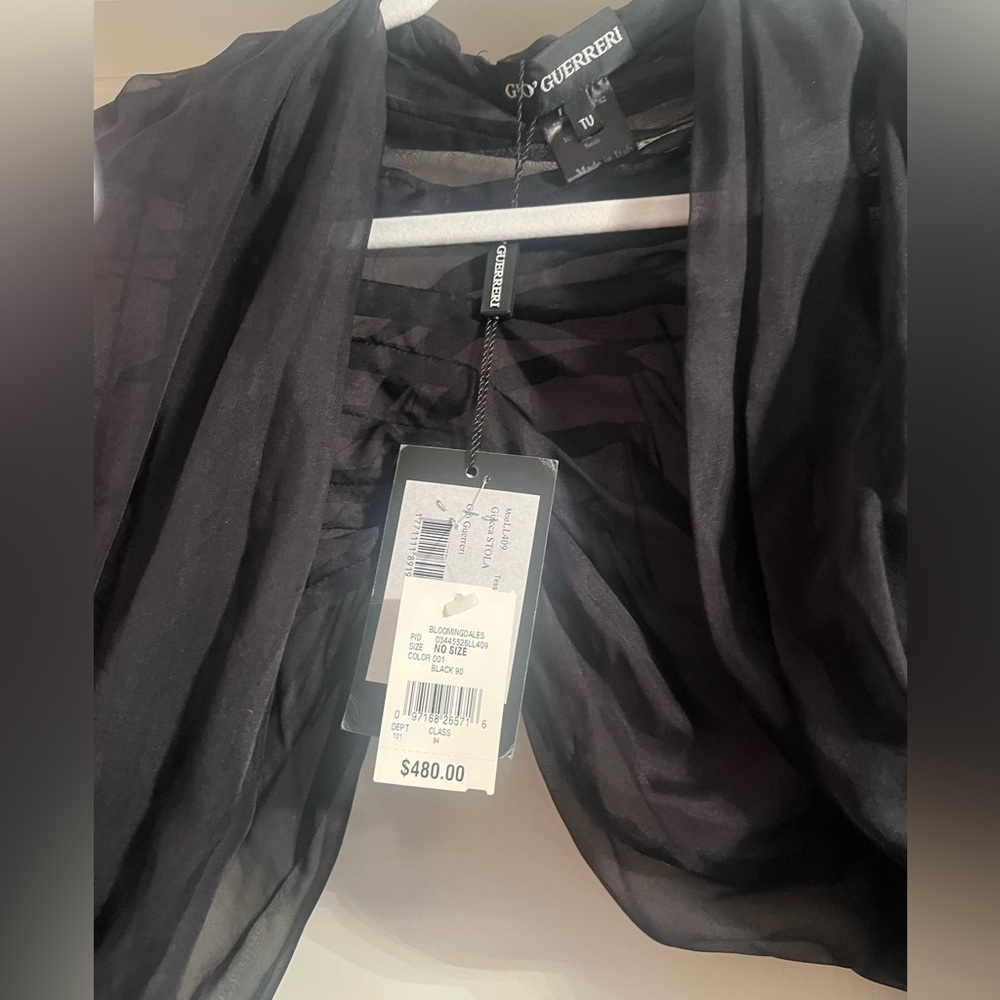 Gio Guerreri Black Sheer scarf//shall made in Italy - Picture 5 of 12